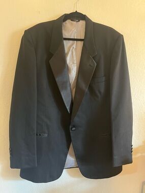 Dior Black Satin Peak Lapel Tuxedo Jacket - Single Button